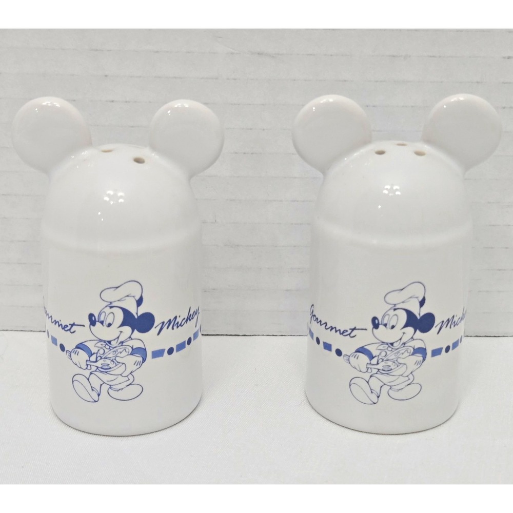 Disney Mickey Mouse Gourmet Mickey Chef Salt & Pepper Shakers Set White Blue